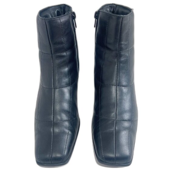 Sesto Meucci y2k Vintage Black Leather Square Toe Booties Quilted Boots Size 8.5 - Picture 3 of 9